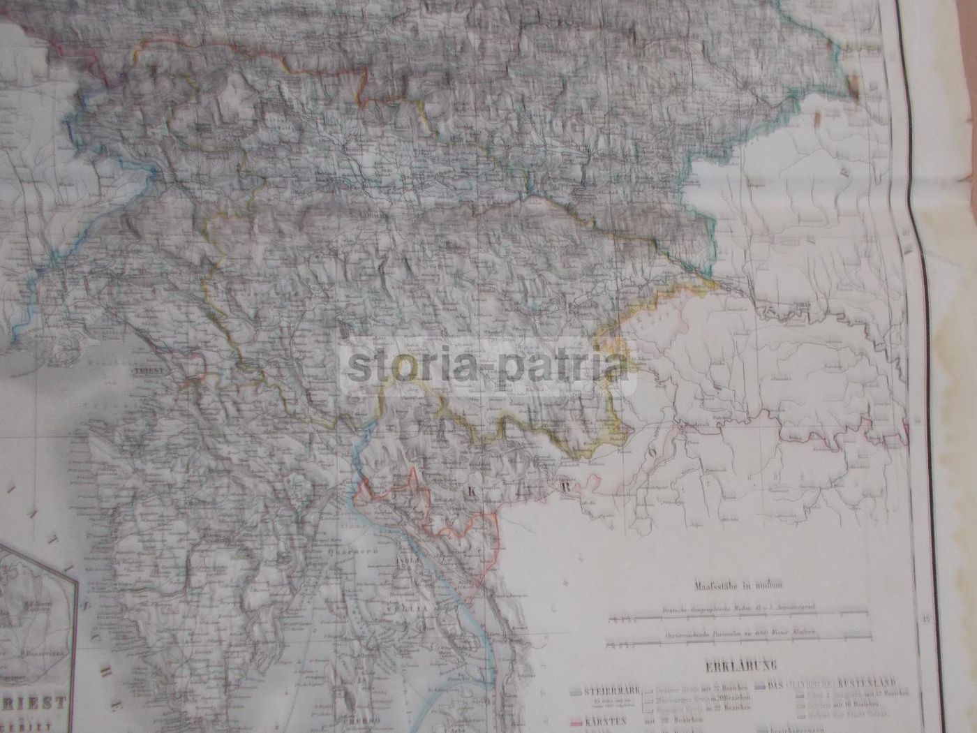 Mappa Antica Austria, Stiria, Carinzia, Veneto, Trieste, Istria (1860 Circa)