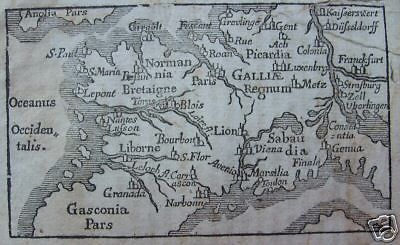 Mappa Antica Dell'Europa Centrale Con Francia, Germania E Austria, Incisione Del 1600