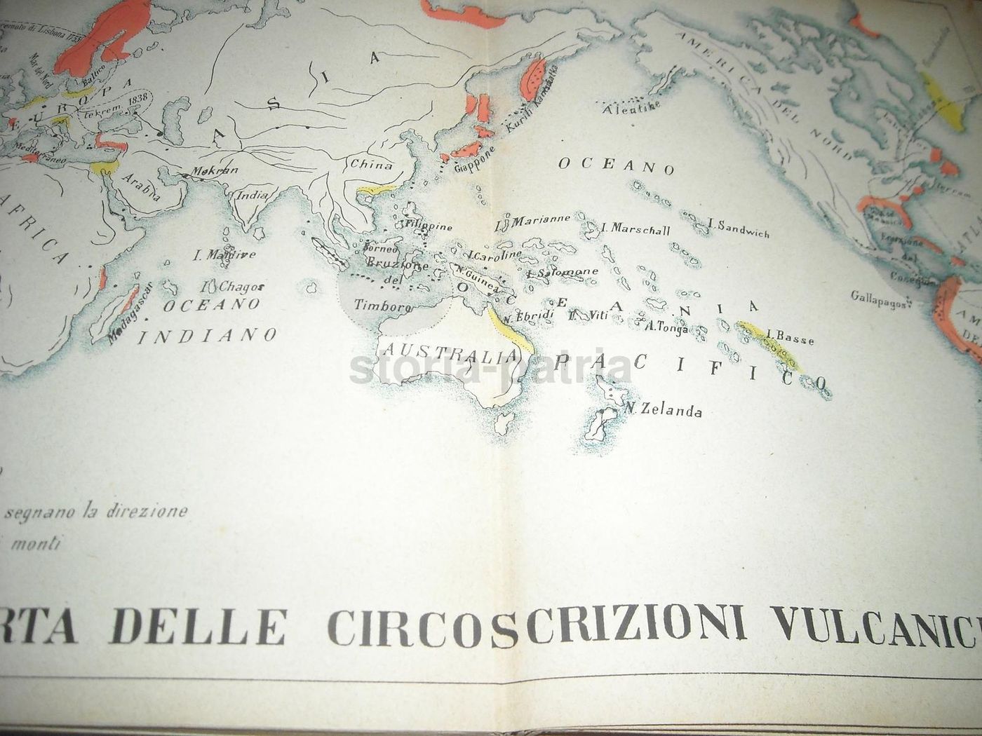 Carta Antica Delle Circoscrizioni Vulcaniche E Dei Terremoti Di Lisbona E Tambora