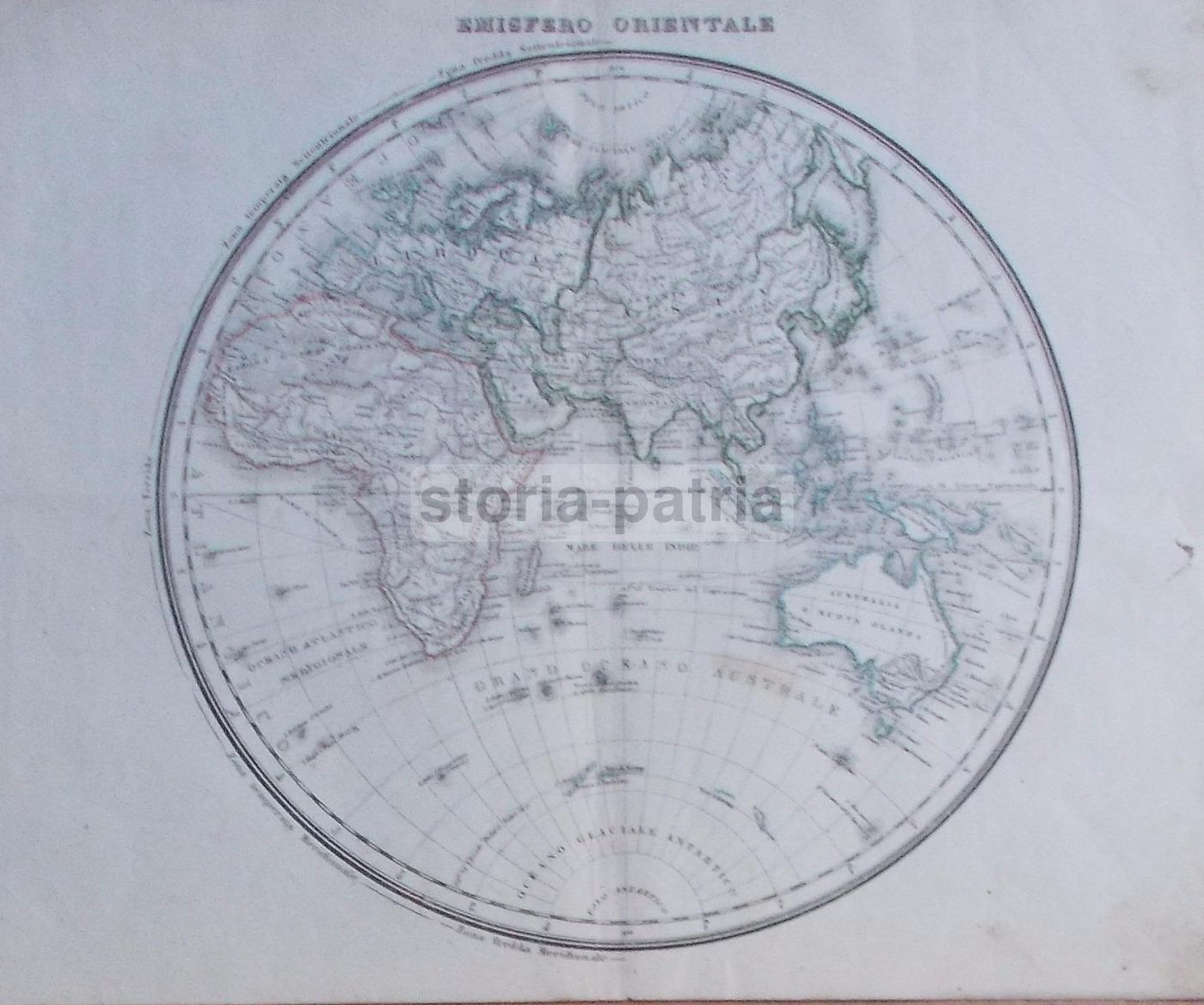 Mappamondo Antico 1860 Emisferi Occidentale E Orientale Litografia