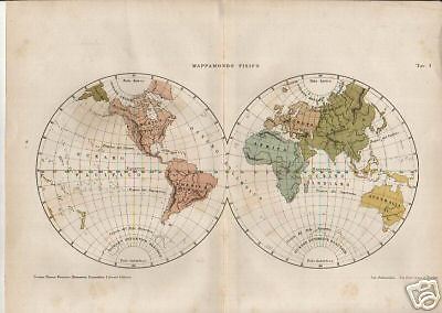 Mappamondo Fisico Antico (Litografia Salussolia, Torino, Fine XIX Secolo)