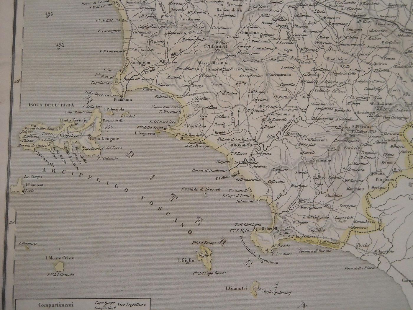 Mappa Antica Della Toscana 1869 Incisione Naymiller Allodi Pagnoni