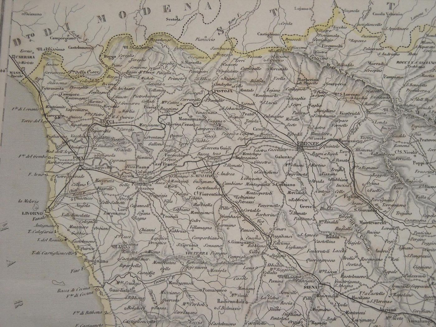 Mappa Antica Della Toscana 1869 Incisione Naymiller Allodi Pagnoni