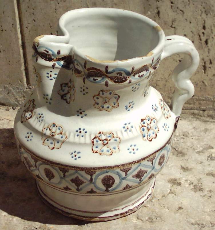 Antica Brocca In Ceramica Pugliese Decorata, Prima Metà Del XIX Secolo