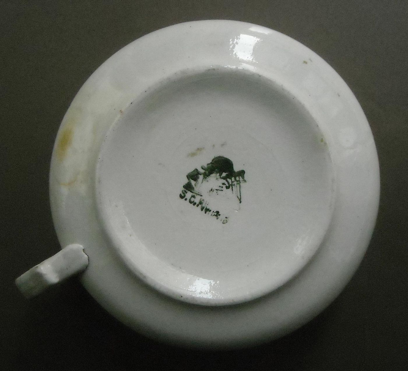 Antico Soprammobile In Ceramica S.C. Richard, Fine XIX Secolo