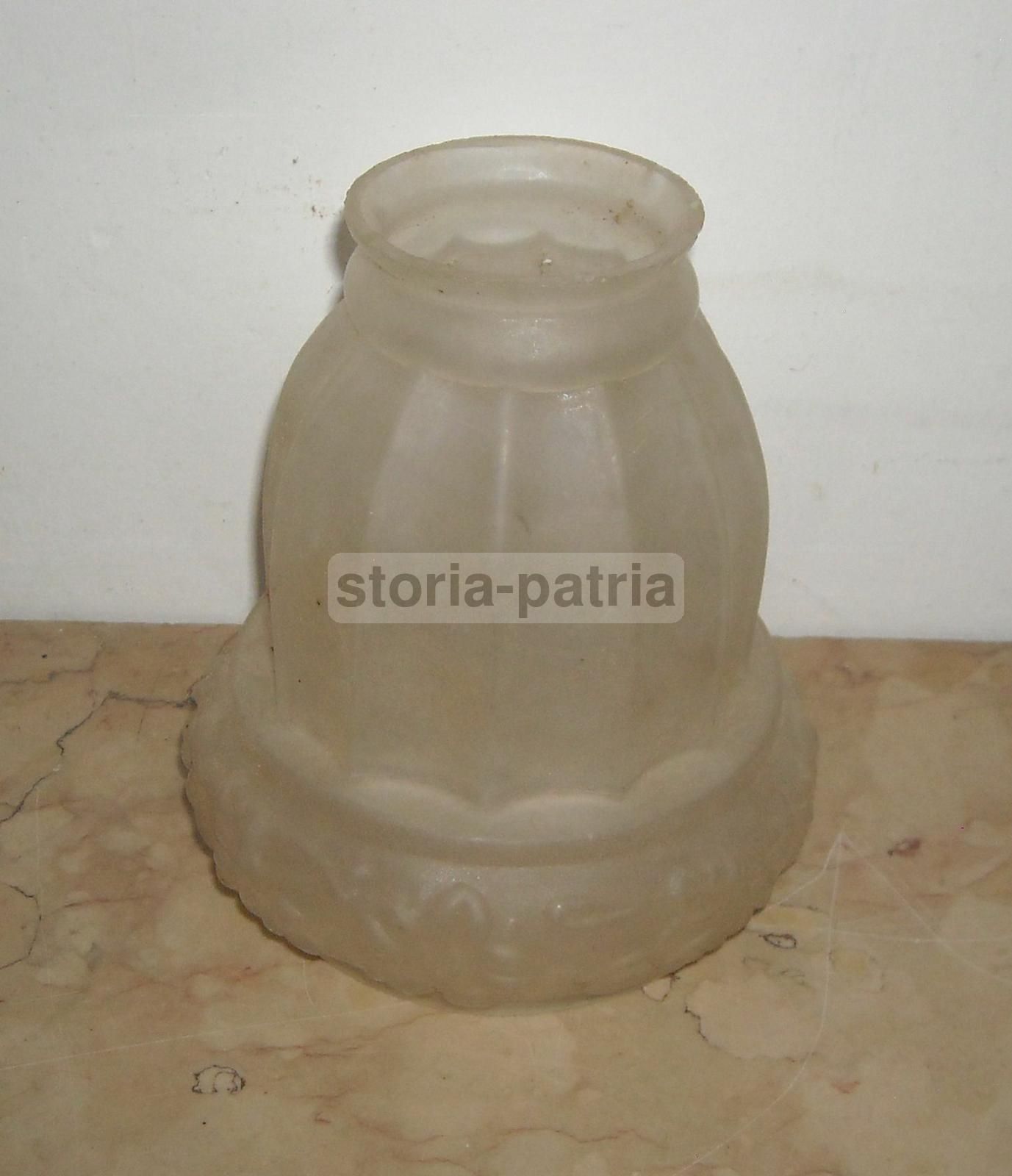 Coppa Per Lampada Liberty In Vetro Decorato Con Motivi Floreali, Anni '20