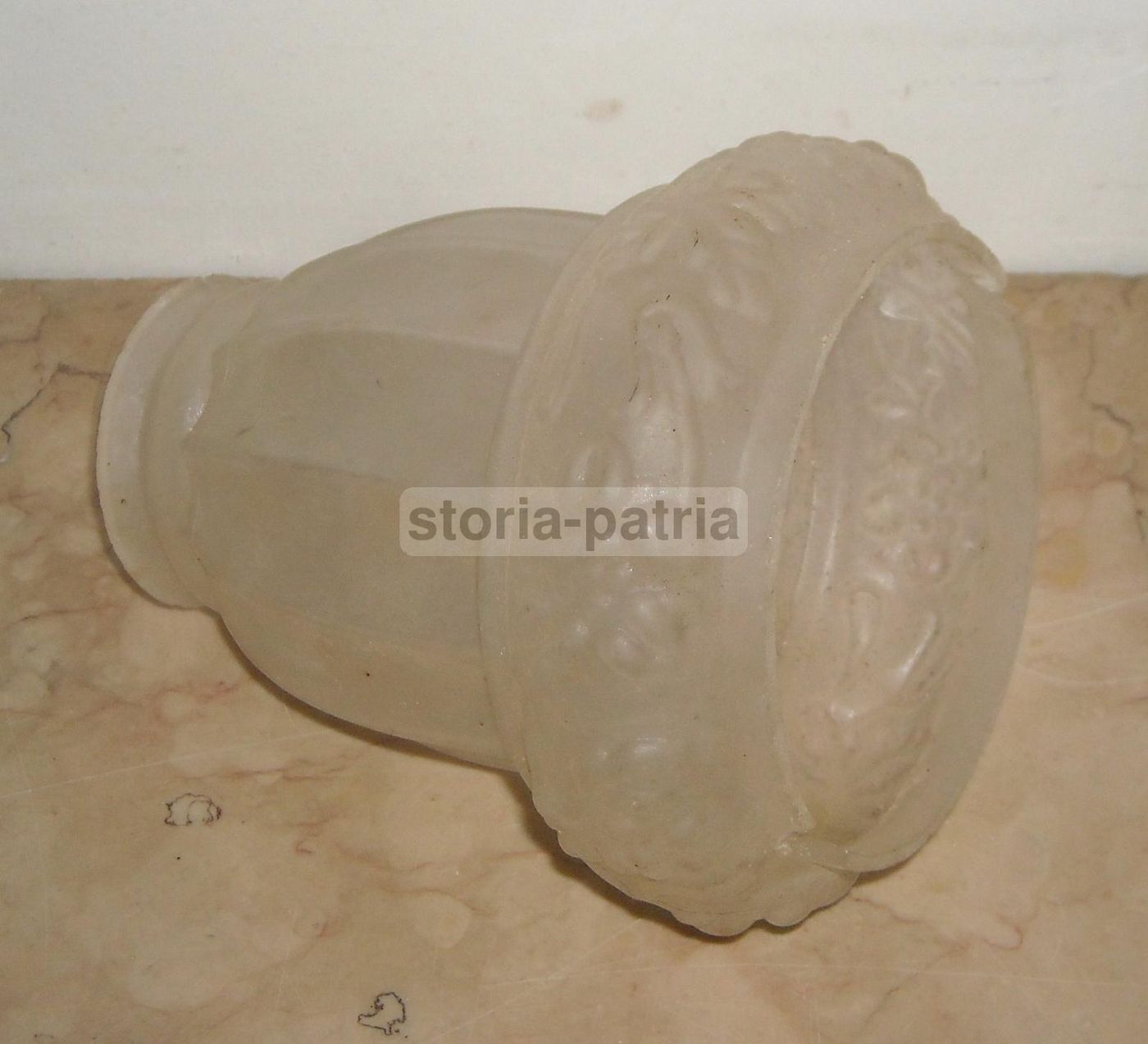 Coppa Per Lampada Liberty In Vetro Decorato Con Motivi Floreali, Anni '20