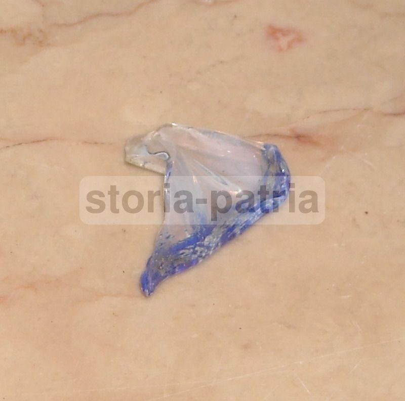 Coppa Vetro Liberty Per Lampada Decorata Blu Celeste, Epoca 1900