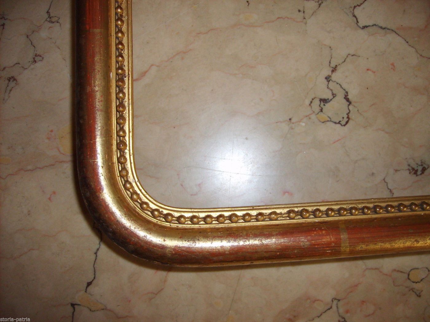 Antica Cornice Dorata In Legno Decorato, Metà XIX Secolo