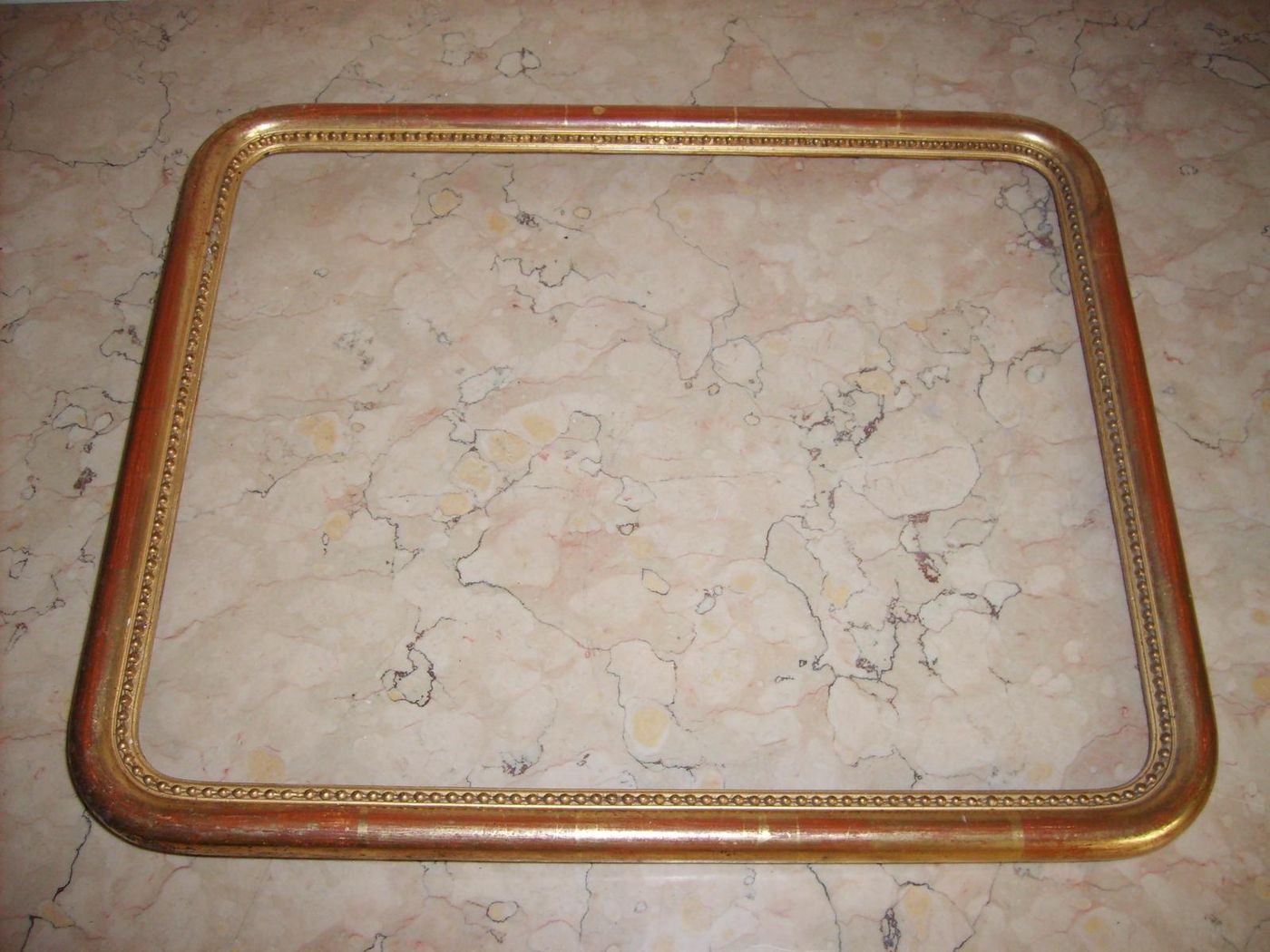 Antica Cornice Dorata In Legno Decorato, Metà XIX Secolo