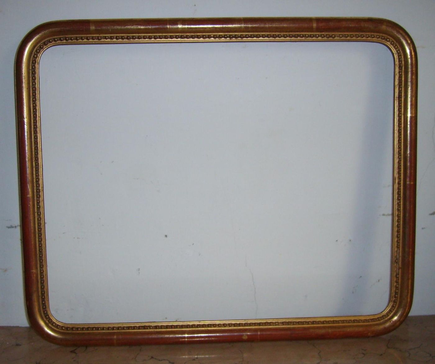Antica Cornice Dorata In Legno Decorato, Metà XIX Secolo