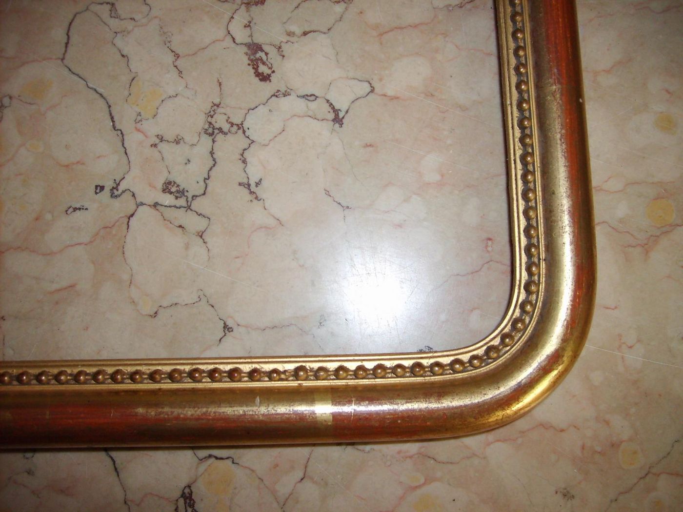 Antica Cornice Dorata In Legno Decorato, Metà XIX Secolo