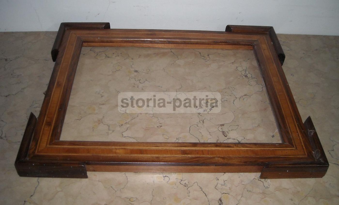 Cornice Antica In Legno Noce Con Intarsio Prima Metà 900