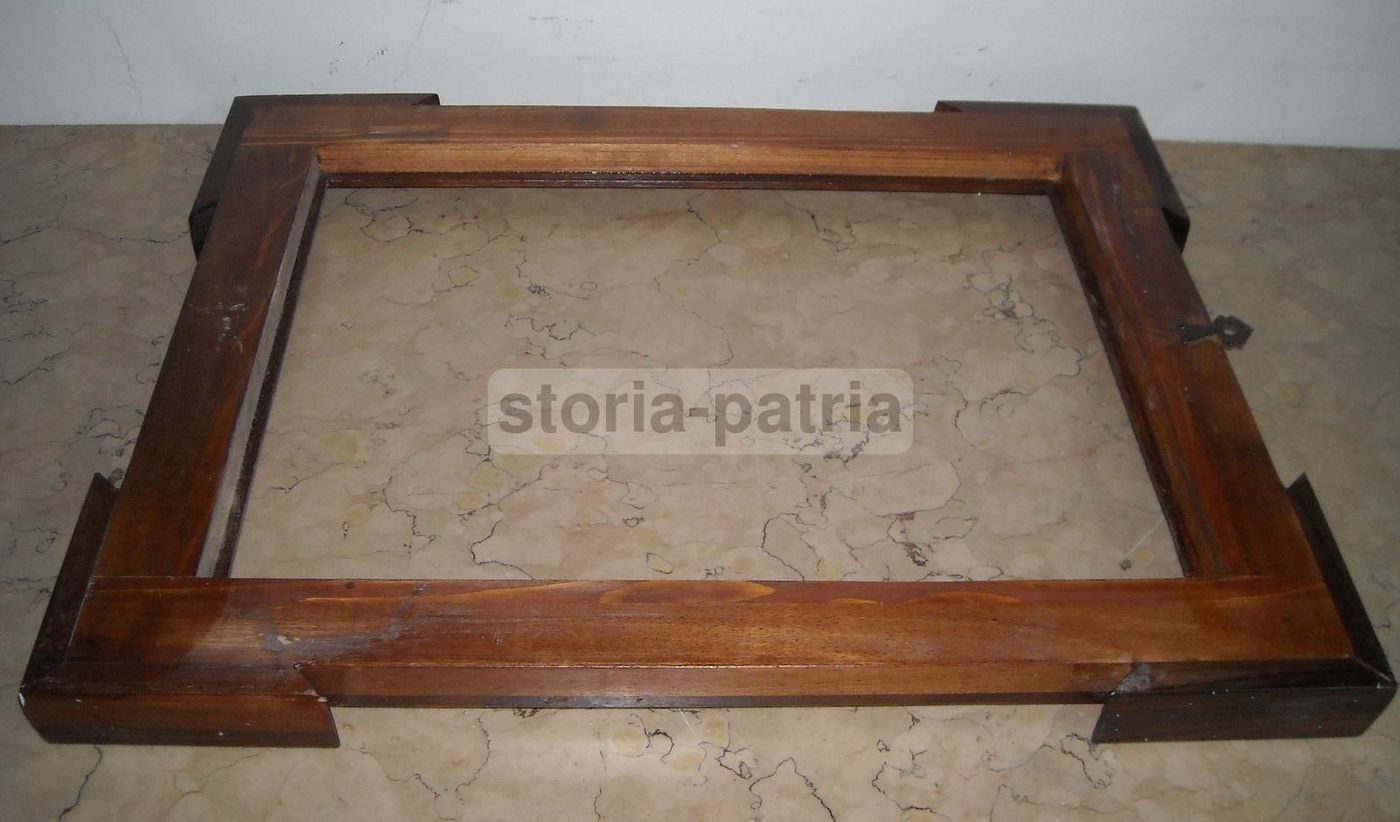 Cornice Antica In Legno Noce Con Intarsio Prima Metà 900