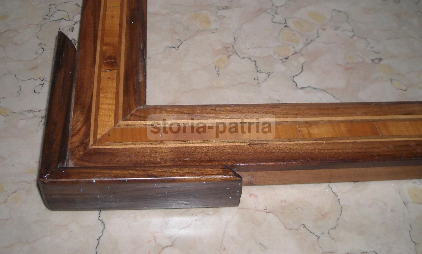 Cornice Antica In Legno Noce Con Intarsio Prima Metà 900