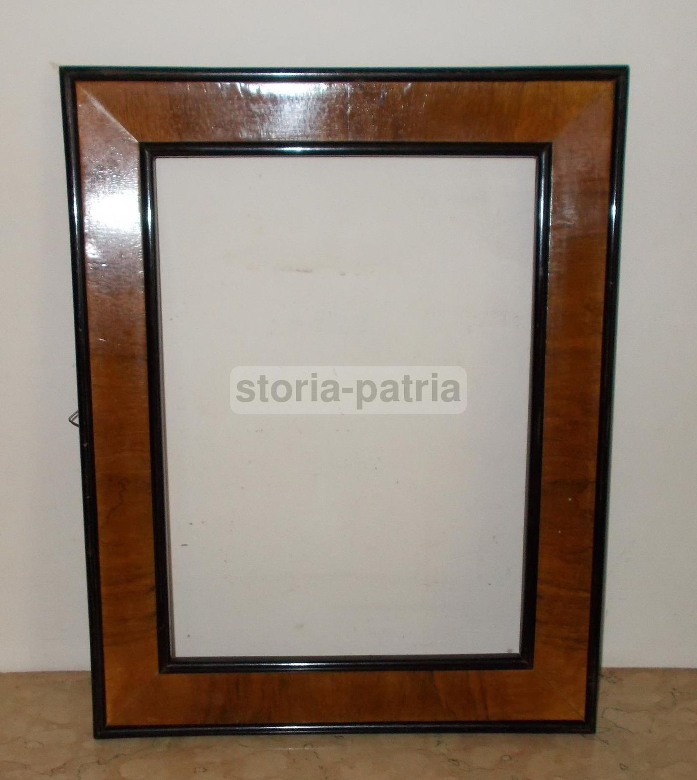 Antica Cornice In Legno Noce Ed Ebanizzato, 47x37 Cm, Fine XIX   Inizio XX Secolo