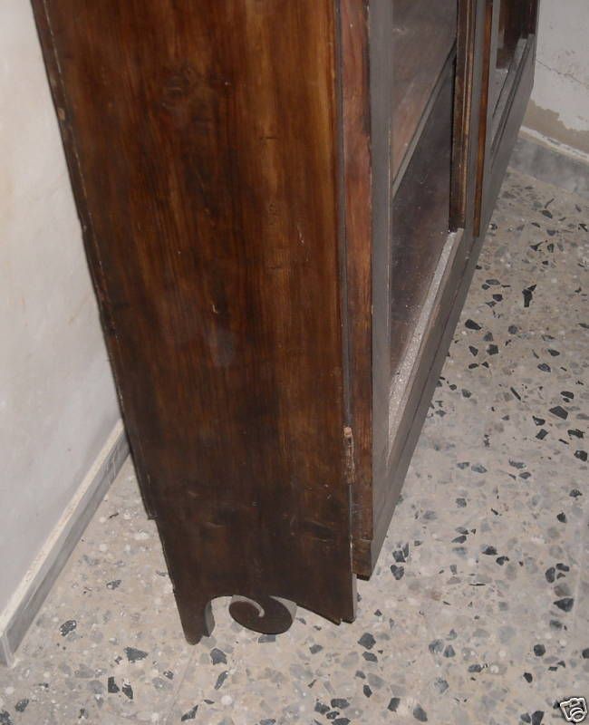 Antica Vetrina In Legno Dell'800, Piattaia O Libreria Da Parete