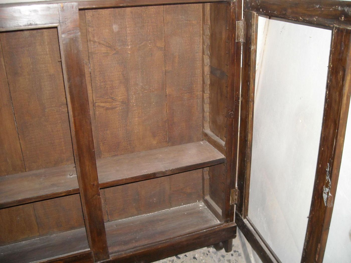 Antica Vetrina In Legno Dell'800, Piattaia O Libreria Da Parete
