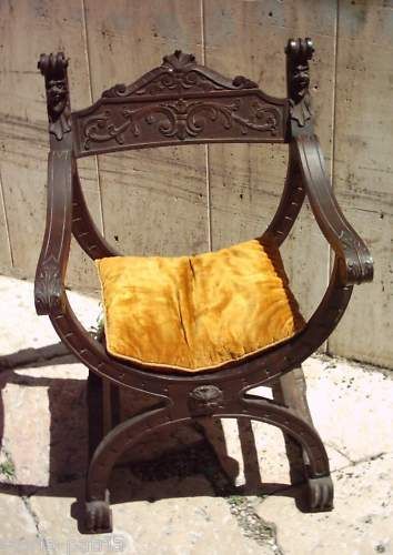 Sedia Intagliata Rinascimentale In Legno Ebanizzato, Primo '900