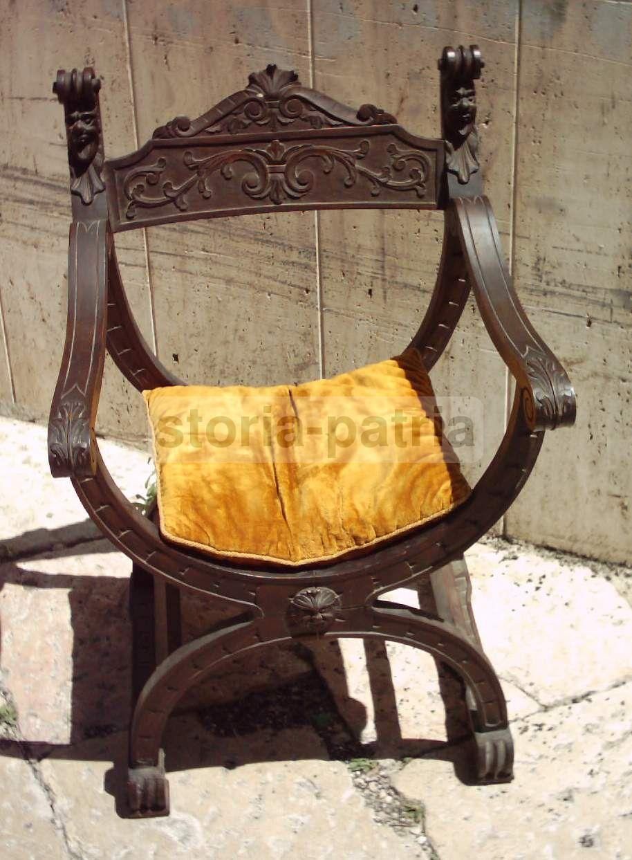 Sedia Intagliata Rinascimentale In Legno Ebanizzato, Primo '900