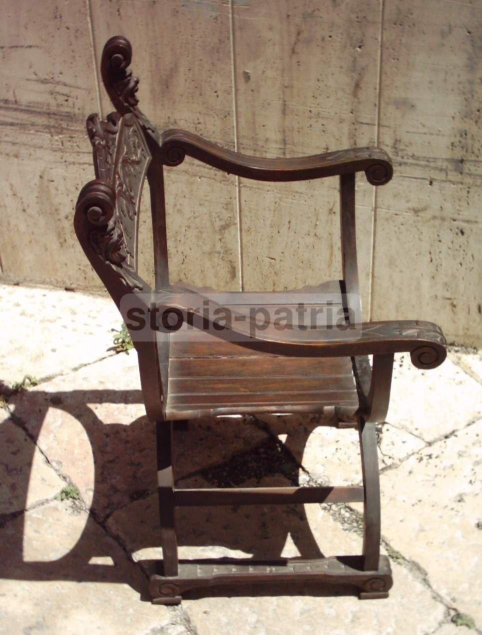 Sedia Intagliata Rinascimentale In Legno Ebanizzato, Primo '900