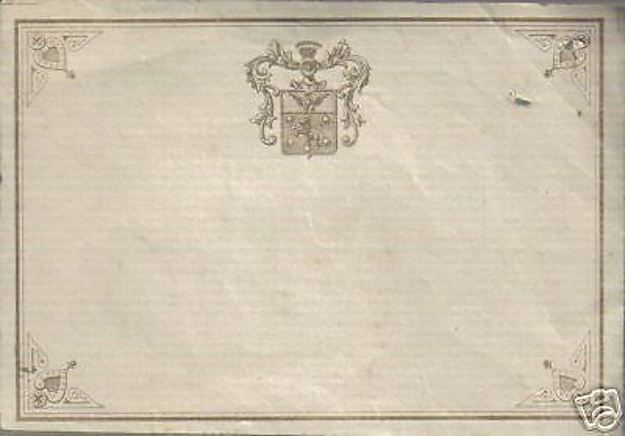 Etichetta Antica Con Stemma Araldico E Litografia Dorata
