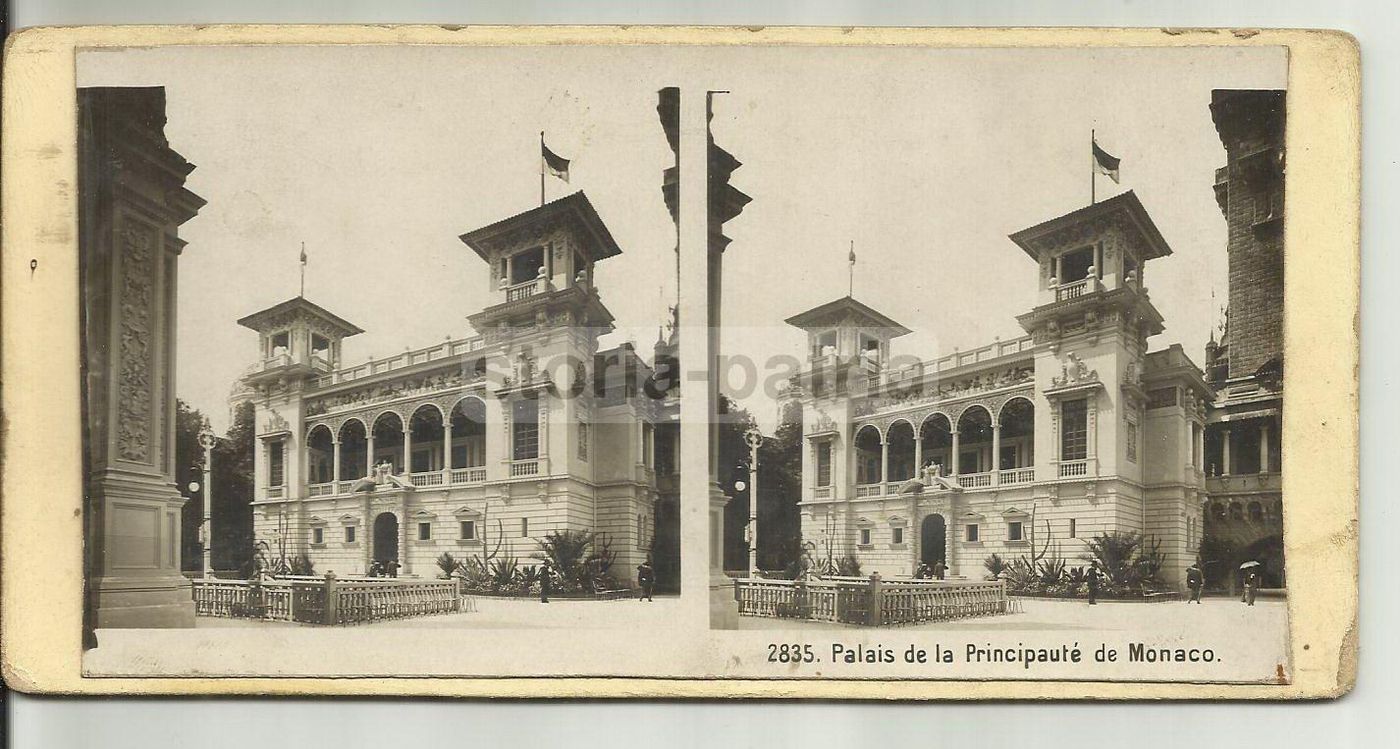 Fotografia Stereo Antica Palazzo Principato Monaco Montecarlo 1908