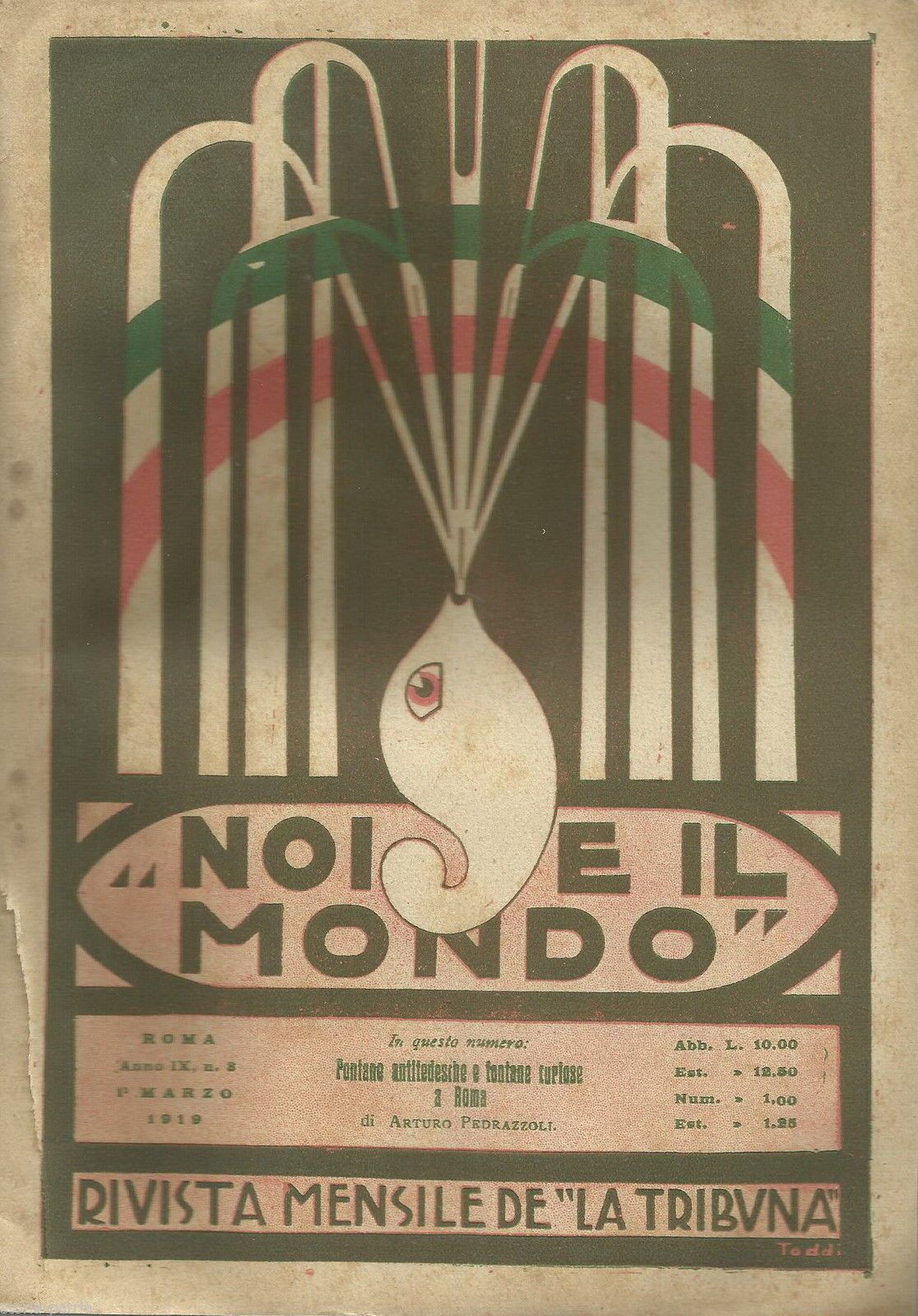 Stampa Pubblicitaria Toddi 1919 Tricolore San Remo Casino