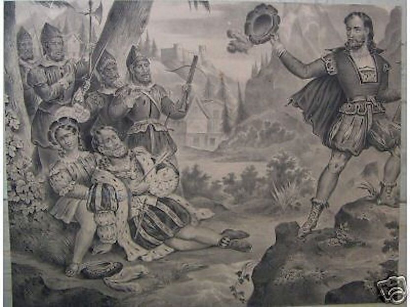Litografia Originale Dell'800: Scena Storica Nord Europea