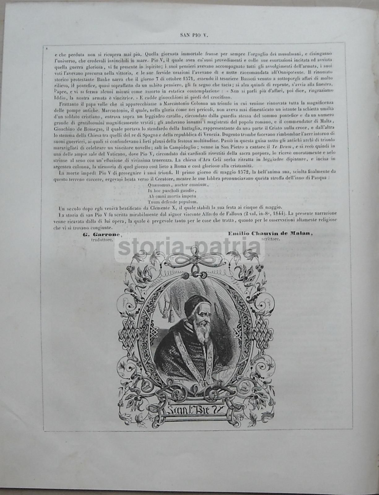 Vita Di San Pio V Di Chauvin De Malan   Edizione Illustrata Fine XIX Secolo