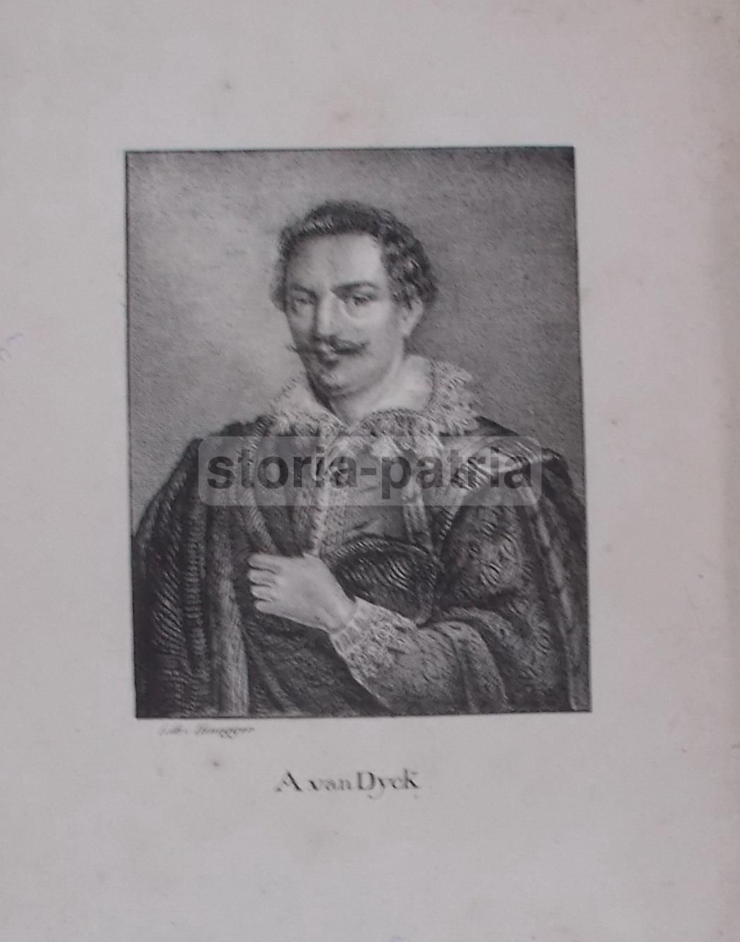 Ritratto Di Anthony Van Dyck, Litografia Di Honegger, Metà XIX Secolo