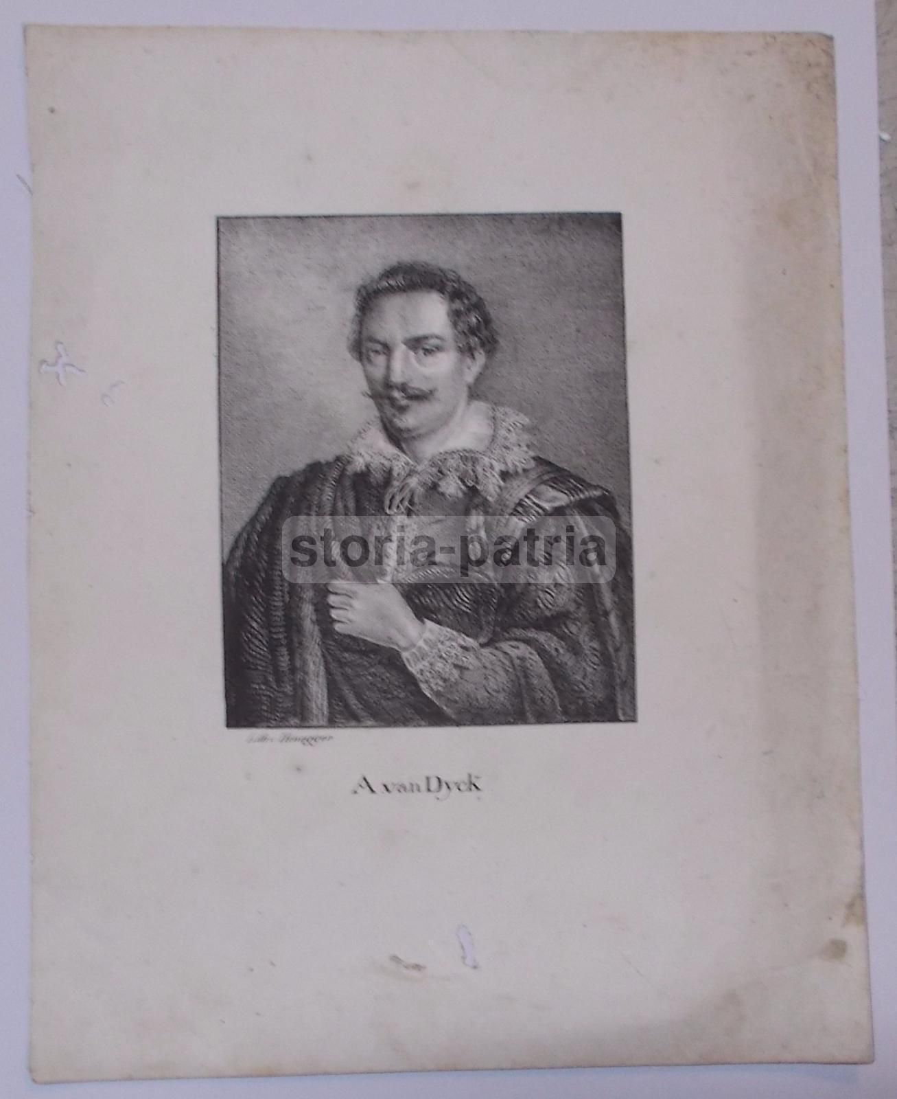 Ritratto Di Anthony Van Dyck, Litografia Di Honegger, Metà XIX Secolo