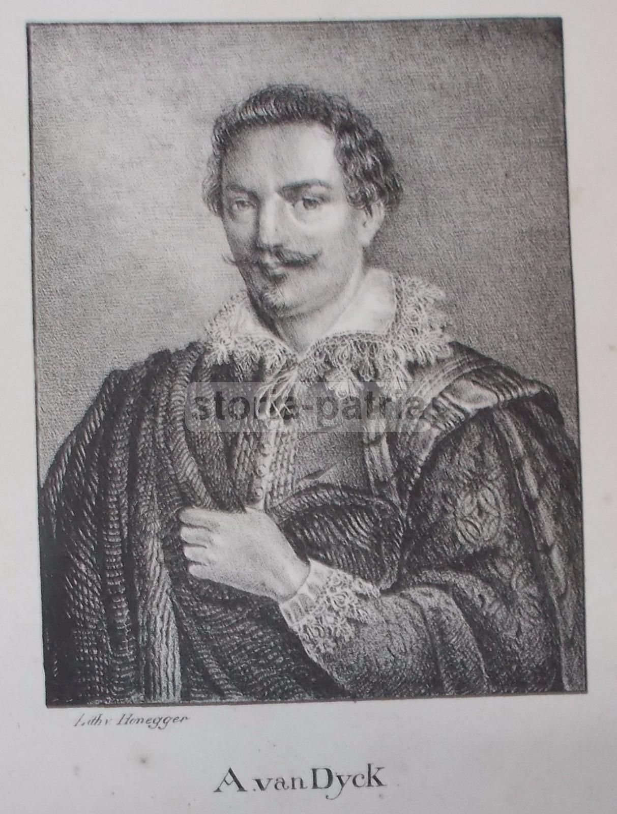 Ritratto Di Anthony Van Dyck, Litografia Di Honegger, Metà XIX Secolo