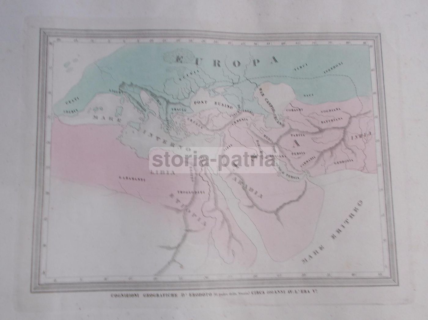 Mappa Antica Della Geografia Di Erodoto (XIX Secolo)