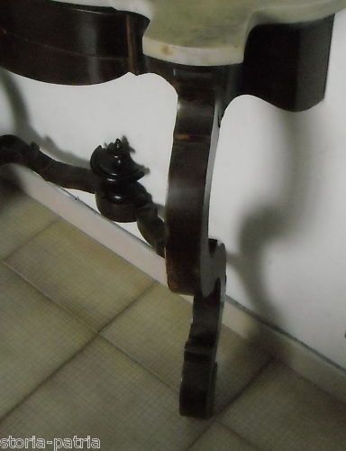Consolle Antica Dell'800 Napoletana Con Piano In Marmo E Cassetto