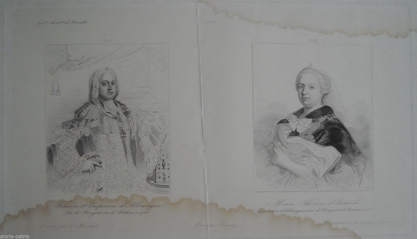 Ritratto Di Francesco I E Maria Teresa d'Austria, Incisione Di Massard, XIX Secolo