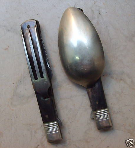 Posate Da Viaggio Antiche Pieghevoli (cucchiaio E Forchetta), Fine '800