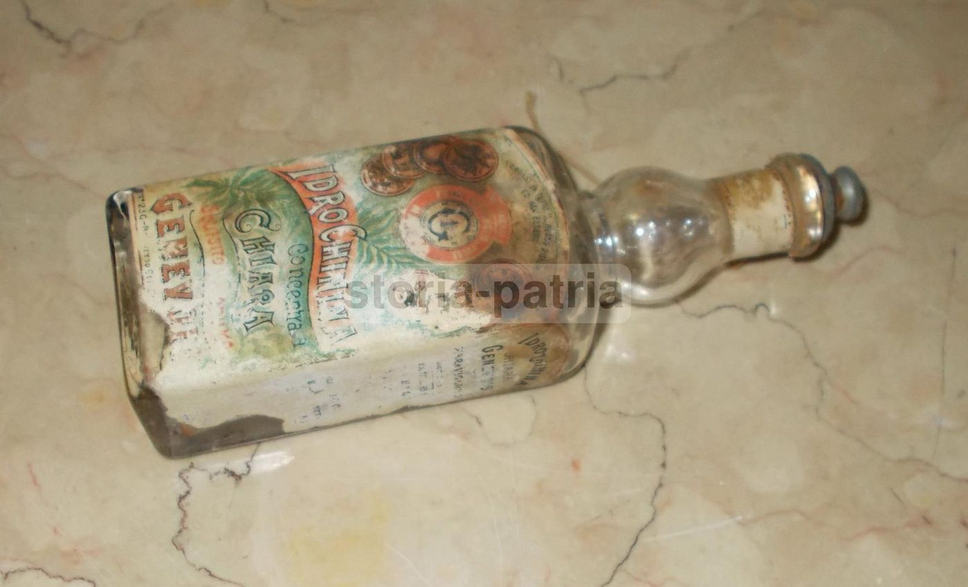 Antica Bottiglia Idro Chinina Genevois Napoli Lozione Antisettica