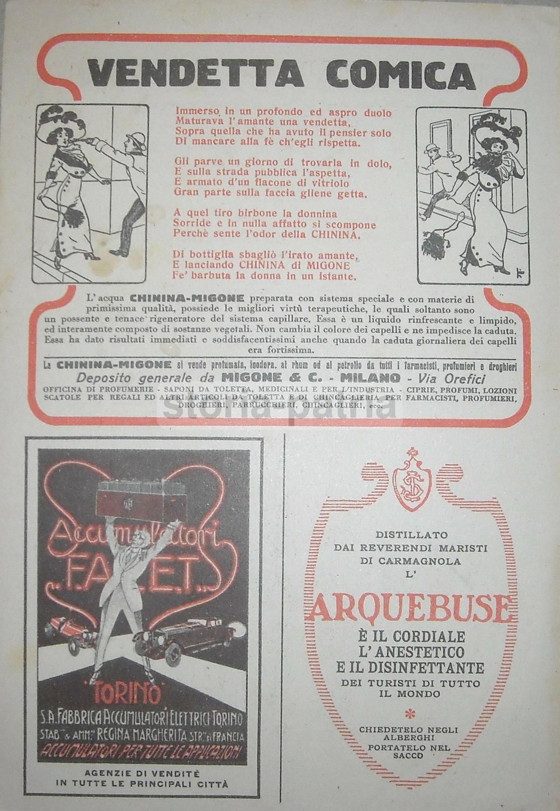 Pubblicità Campari 1926 Touring Club Italiano Con Chinina Migone