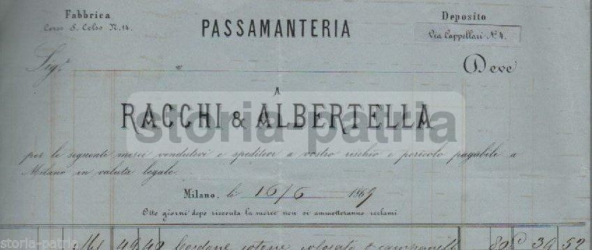 Foglio Pubblicitario Racchi & Albertella, Milano 1869, Con Bollo Storico
