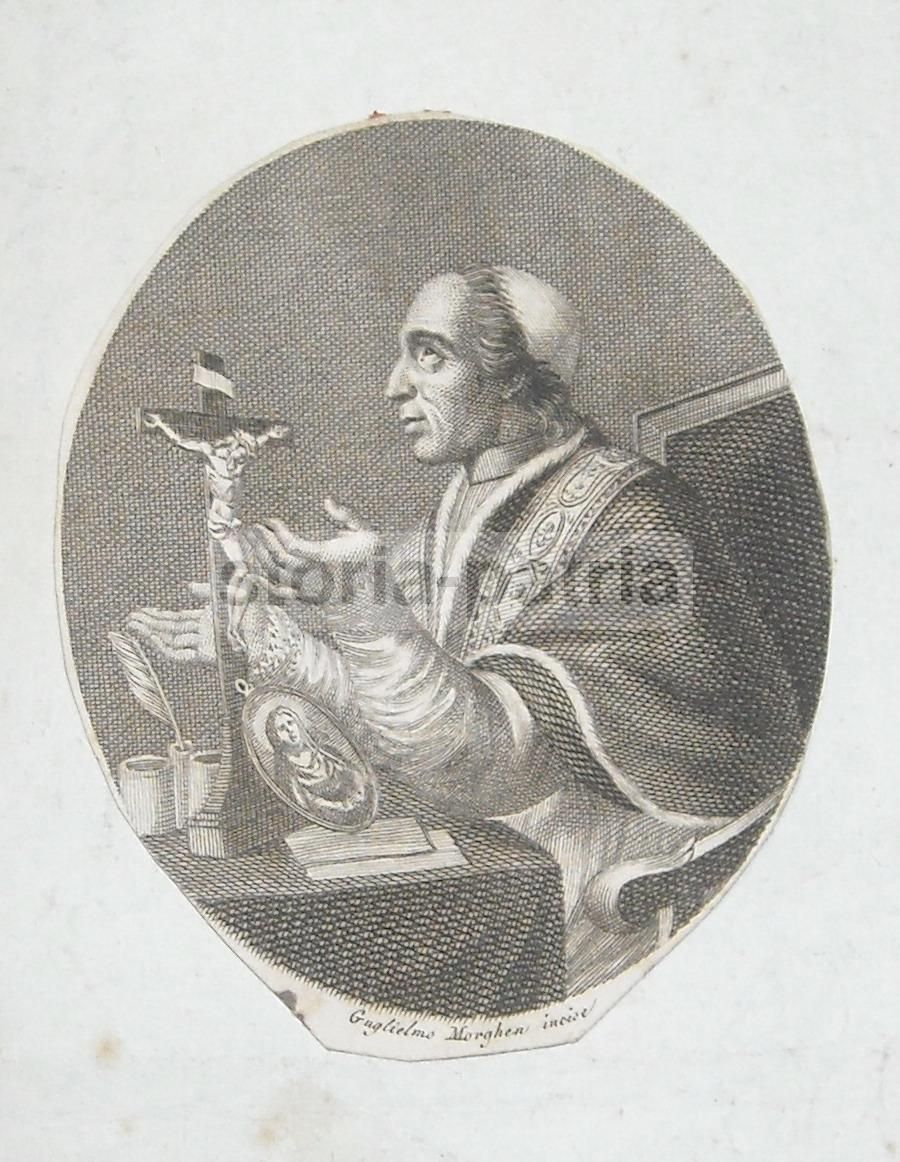 Stampa Devozionale Papa Pio VII, Guglielmo Morghen, Napoli, Incisione XIX Secolo