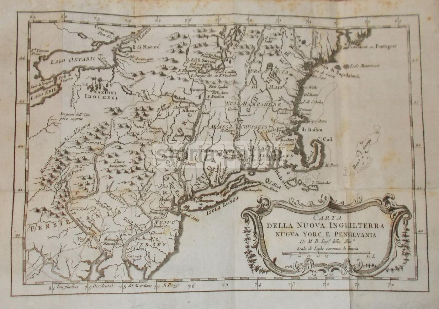 Mappa Antica Dell'America Del Nord: New York, Pennsylvania E New Jersey