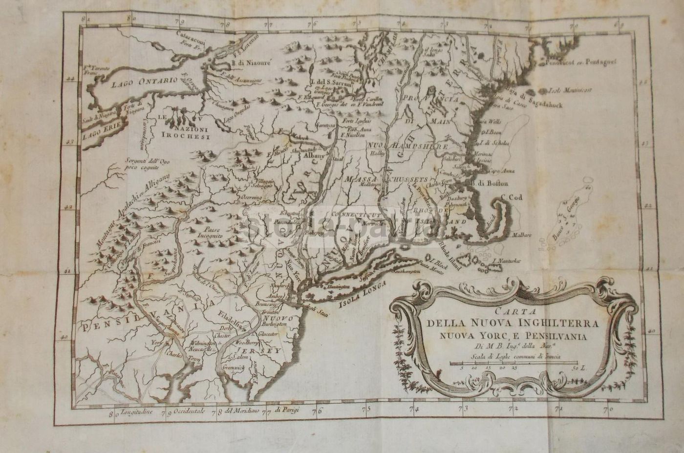 Mappa Antica Dell'America Del Nord: New York, Pennsylvania E New Jersey