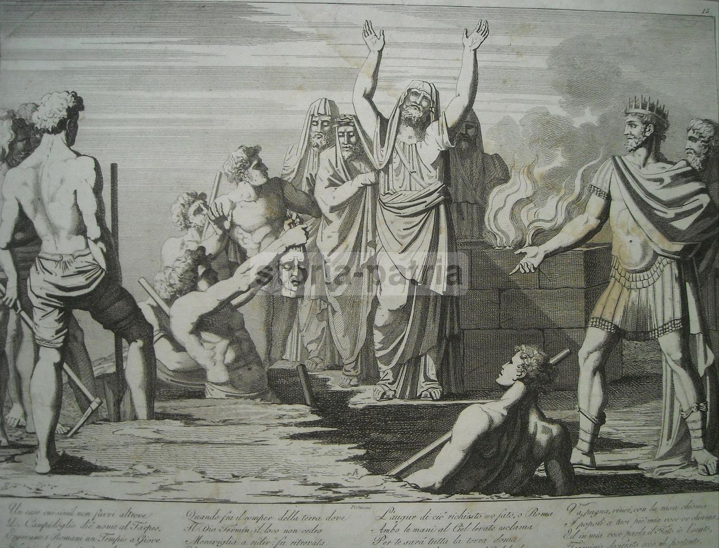 Antica Incisione Tempio Di Giove, Campidoglio, Tarquinio, Filippo Pistrucci