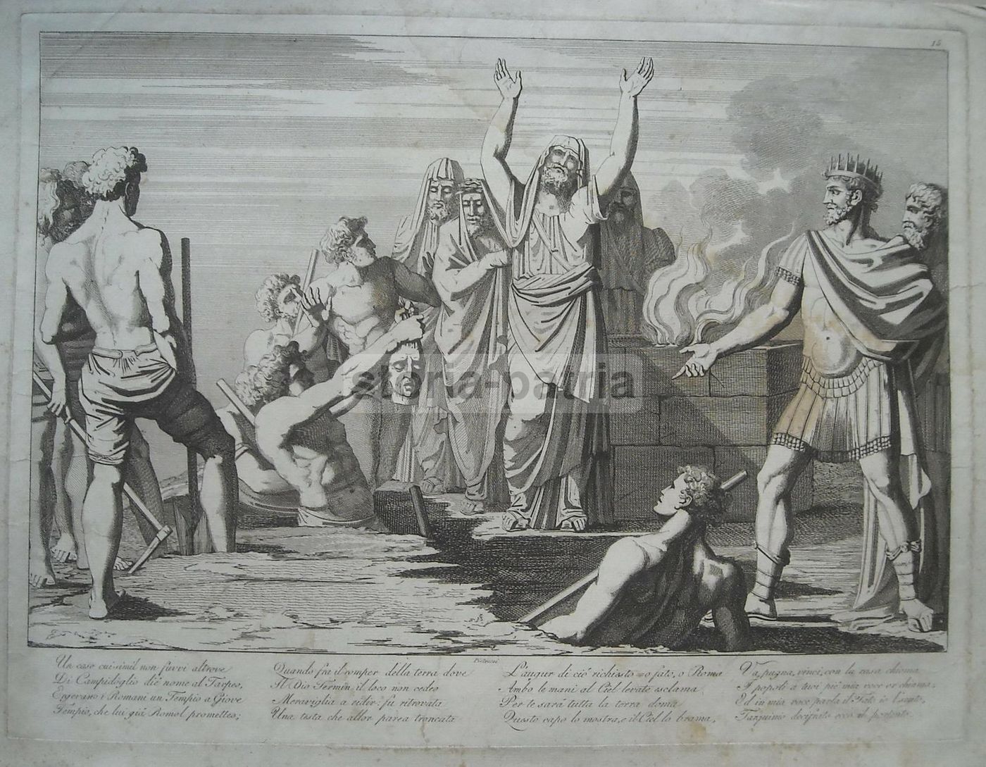 Antica Incisione Tempio Di Giove, Campidoglio, Tarquinio, Filippo Pistrucci