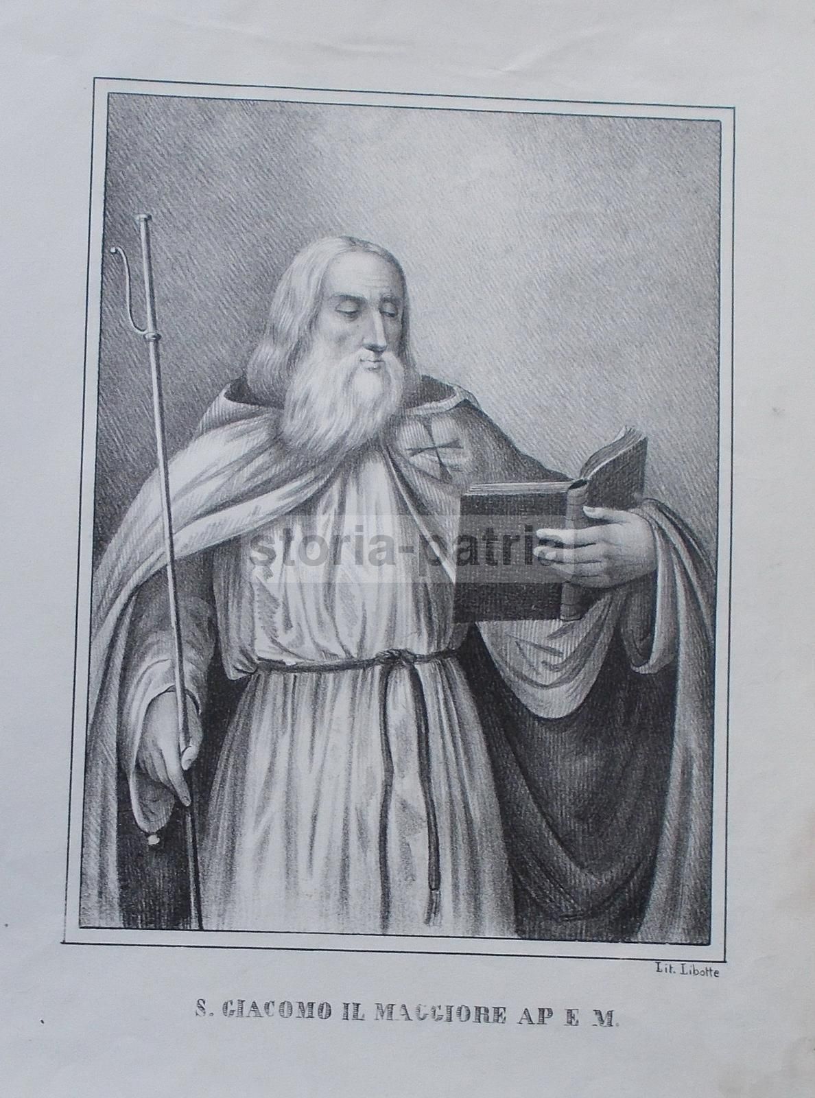 Stampa Devozionale Di San Giacomo Il Maggiore, Litografia Di Libotte, Metà 1800