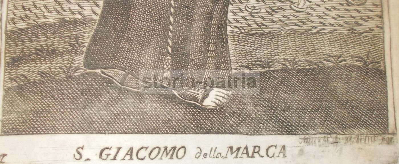 Antica Stampa Devozionale San Giacomo Della Marca Incisione Del XVIII Secolo