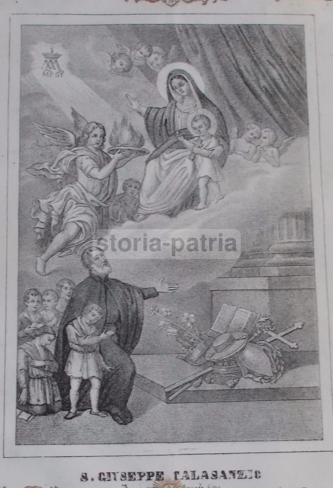 San Giuseppe Calasanzio Fondatore delle Scuole Pie. Antica Litografia, Napoli