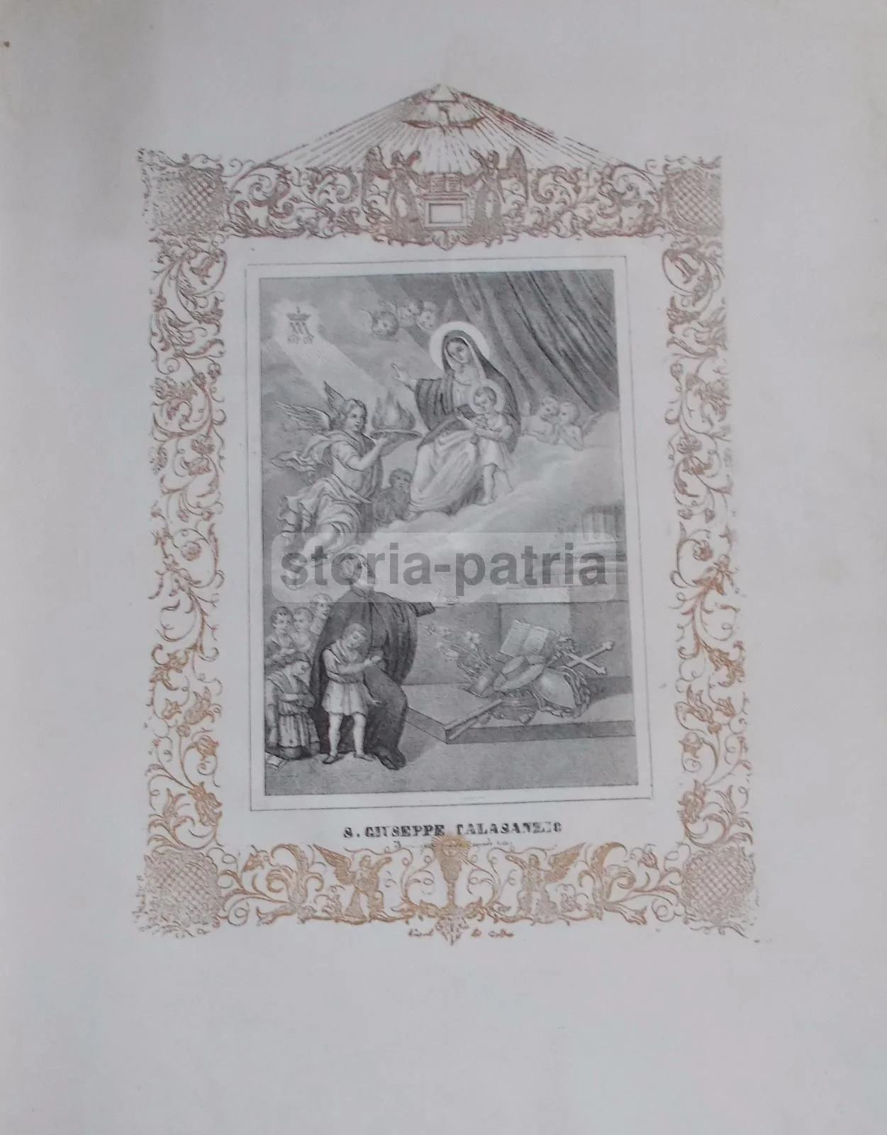 San Giuseppe Calasanzio Fondatore delle Scuole Pie. Antica Litografia, Napoli