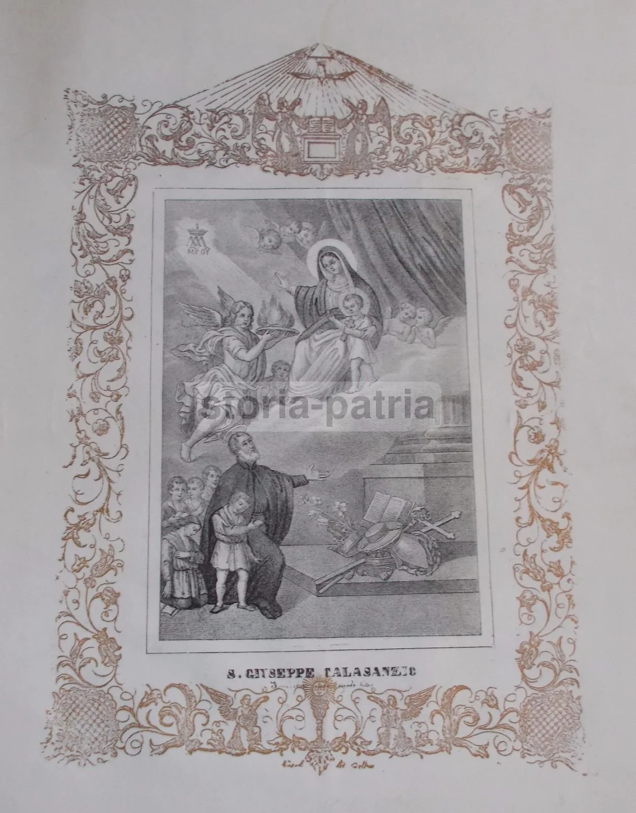 San Giuseppe Calasanzio Fondatore delle Scuole Pie. Antica Litografia, Napoli